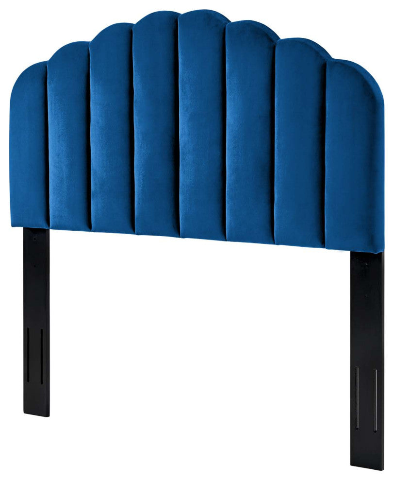 Headboard, Full Queen Size, Velvet, Blue Navy, Modern Contemporary, Bedroom