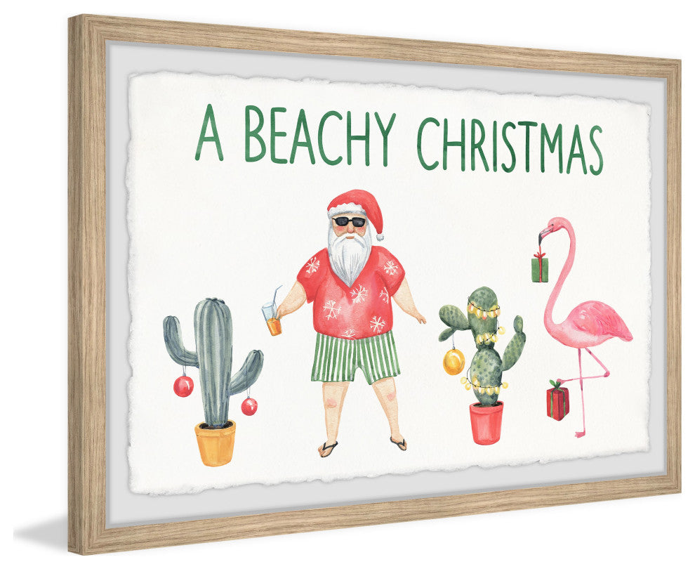 "Merry Beachy Christmas" Framed Painting Print, 45x30