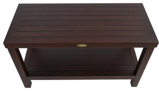 Rectangular Teak Shower Stool Or Bench With Shelf In Brown Finish