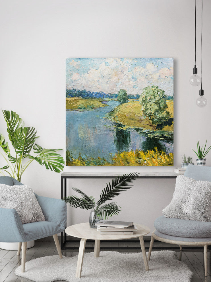 "River Runs Through" Painting Print on Wrapped Canvas, 32x32