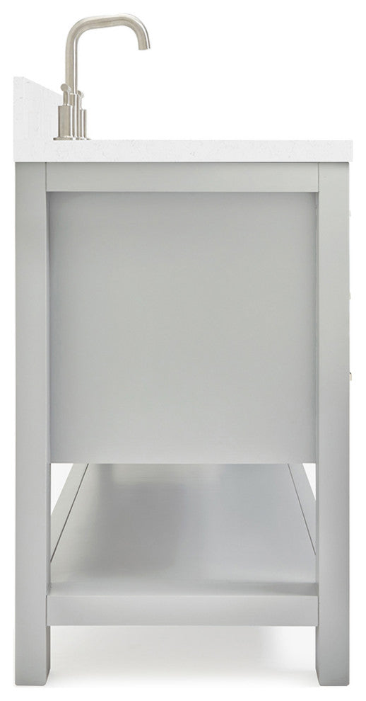 Ariel Magnolia 48" Single Rectangle Sink Vanity, Carrara Quartz, Gray