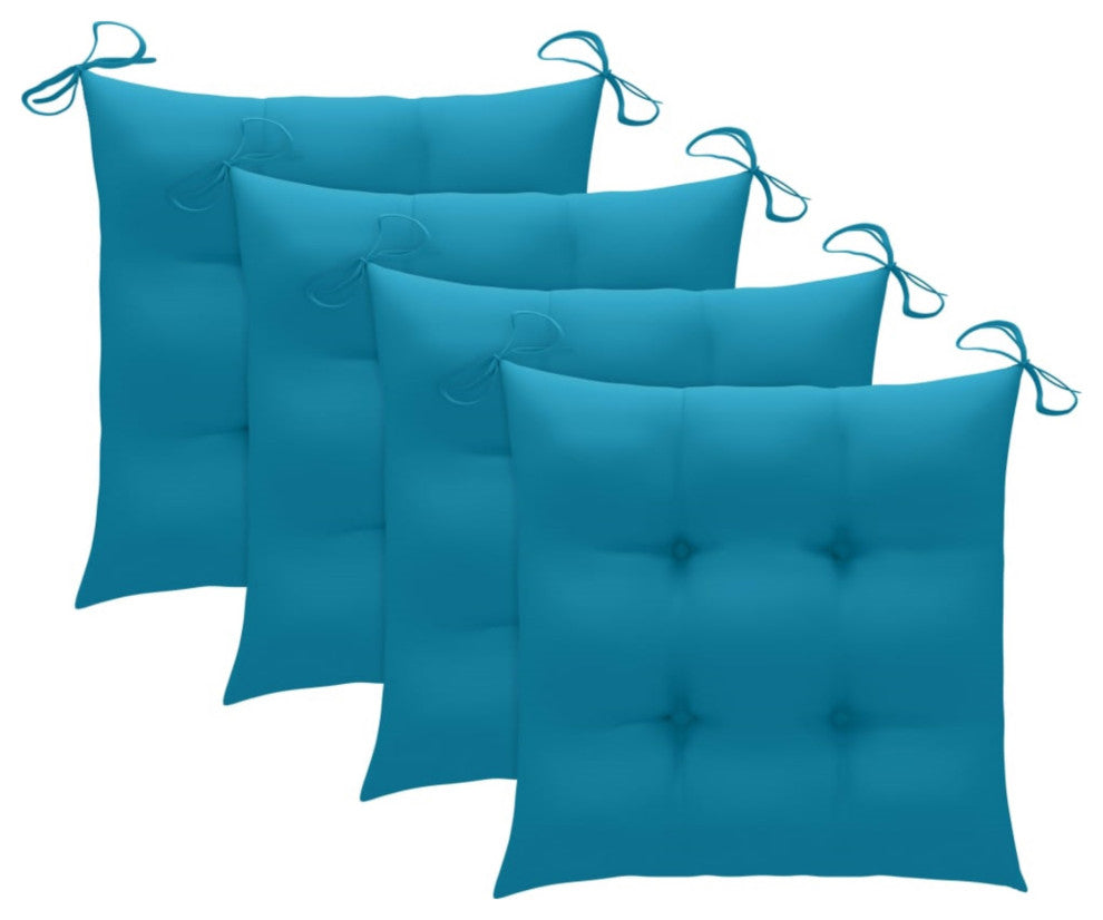 Vidaxl Garden Chairs, Set of 4, With Light Blue Cushions Solid Teak Wood