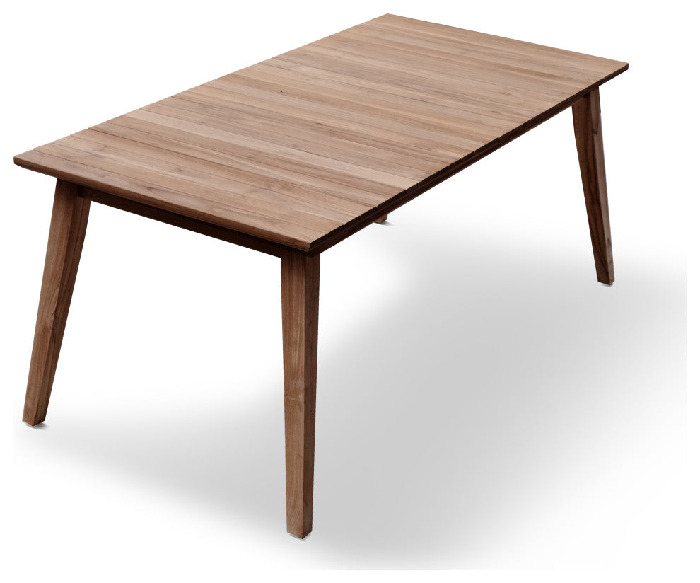 ROSSIO - ICOO Outdoor 6+1 Piece Retractable Teak Dining Set, Brown, 82'inch