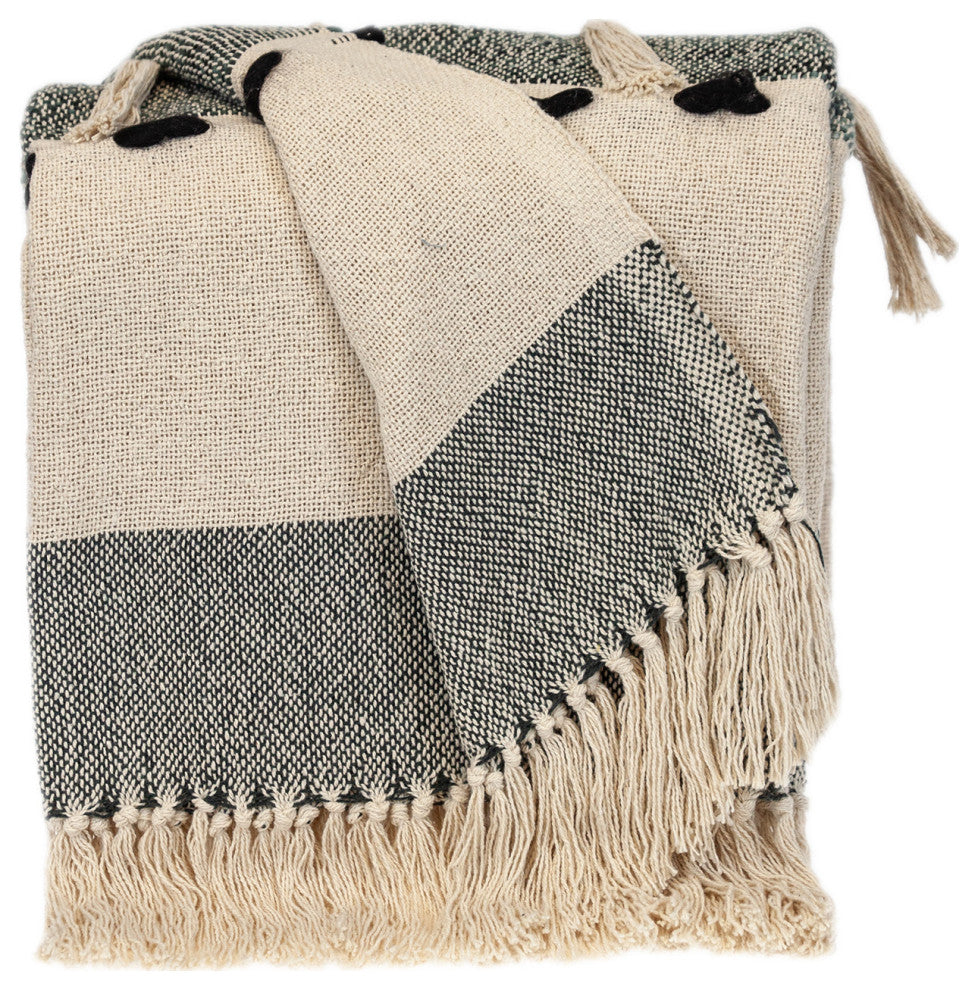 Multicolored Textured Boho Woven Handloom Throw With Tassels