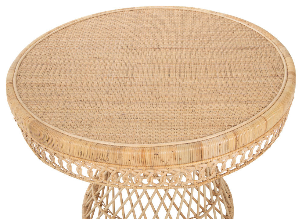 Round Rattan Peacock Small Dining Table, Natural