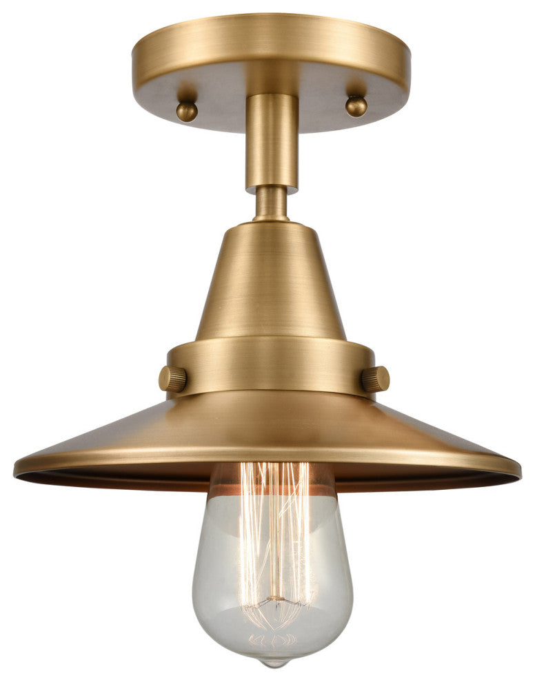 Innovations 447-1C-BB-M4 Railroad 1 Light 8" Flush Mount, Brushed Brass