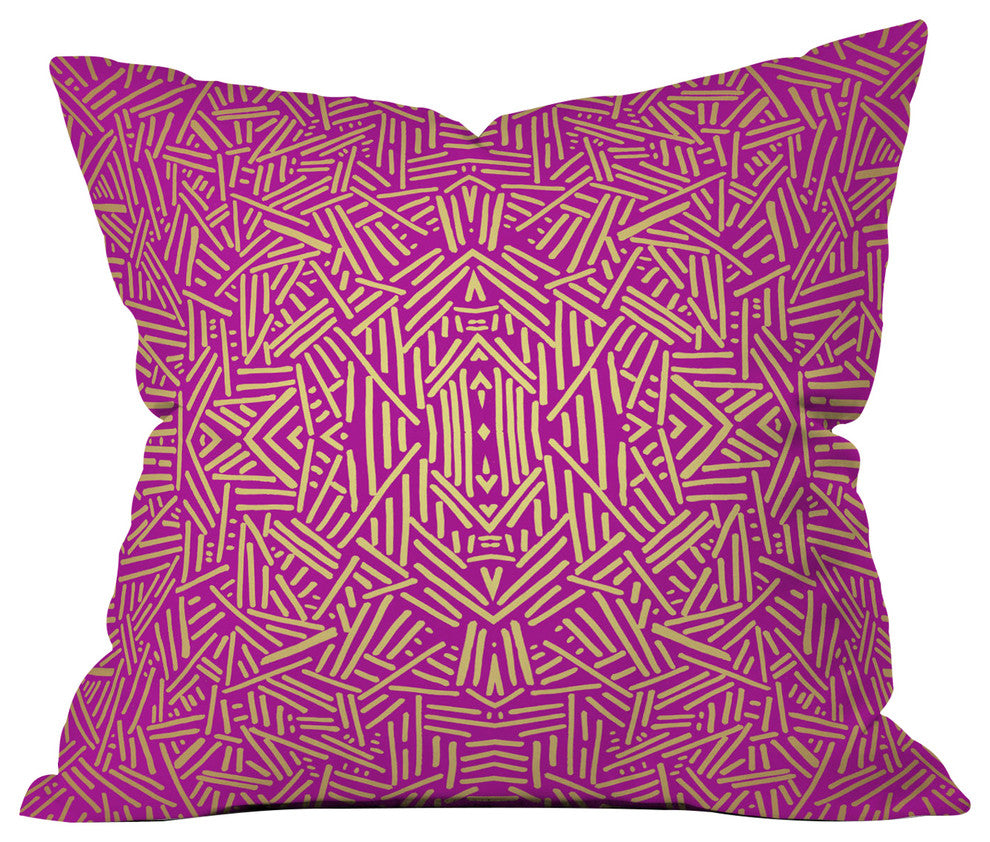 Jacqueline Maldonado Radiate Raspberry Gold Throw Pillow, 16"x16"