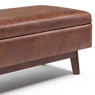 Owen Rectangular Storage Ottoman, Distressed Saddle Brown