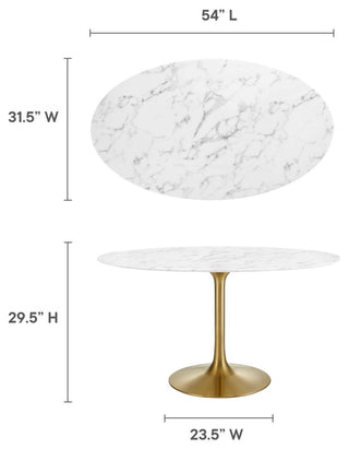 Lippa 54" Oval Dining Table, Gold White