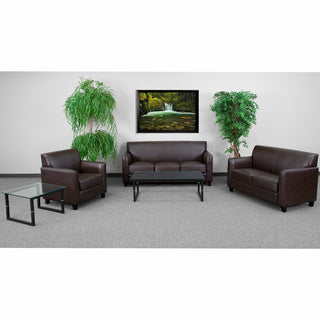 HERCULES Diplomat Series Reception Set with Clean Line Stitched Frame, Brown