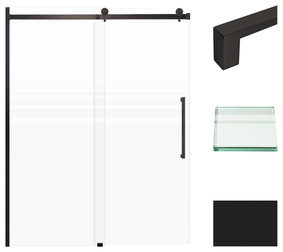 Transolid Madeline 60"x76" Frameless Shower Door with Fixed Panel in Matte Black