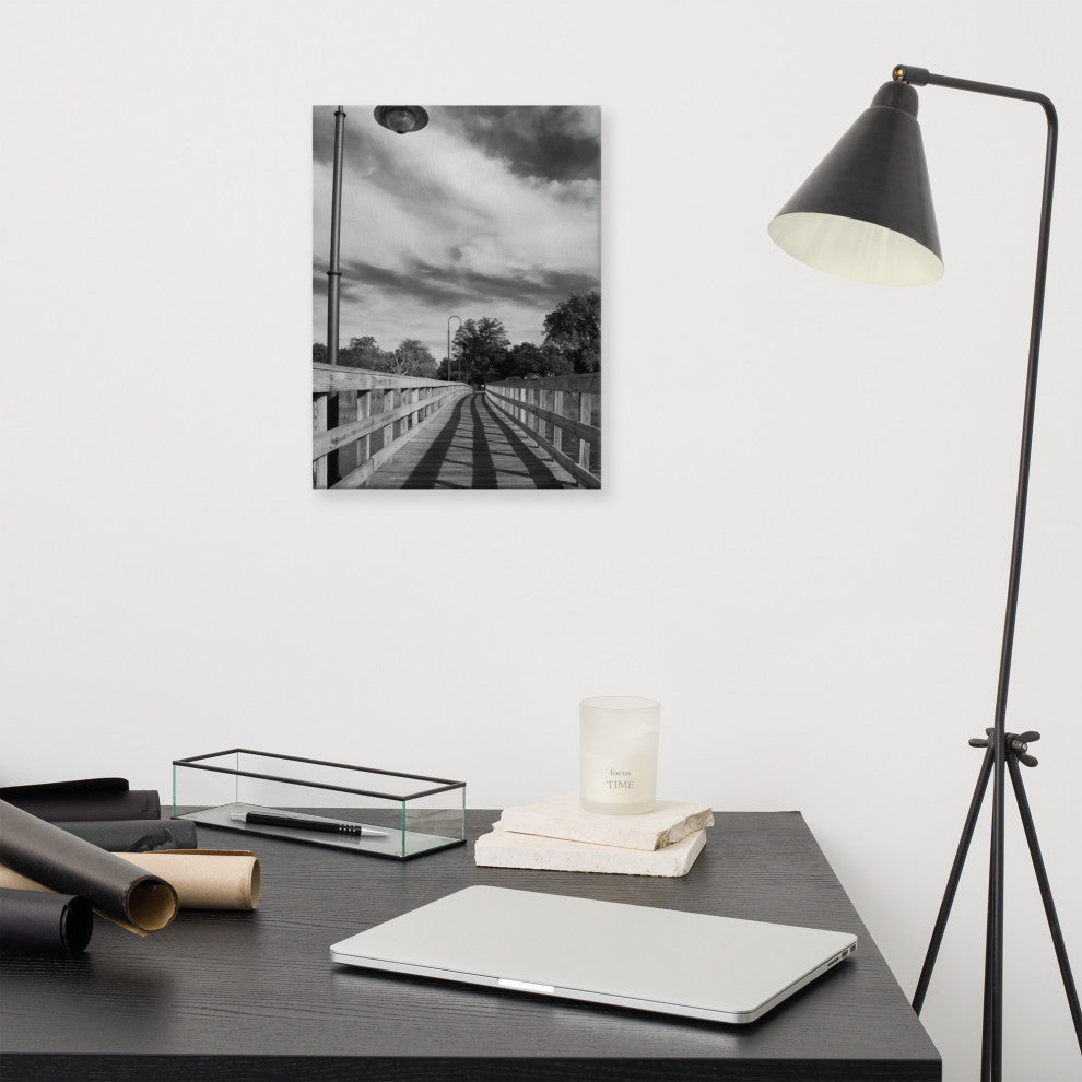 Follow the Lines Black & White Landscape Photo Canvas Wall Art Print, 12" X 16"