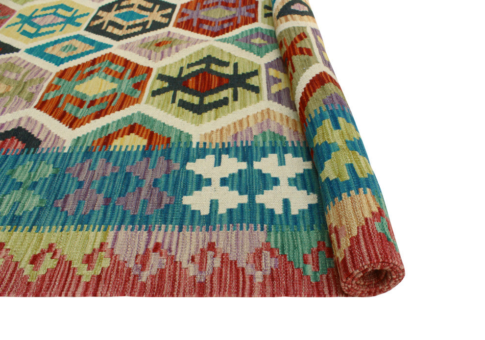 Flatweave Lolita Red/Blue Rug, 5'10x8'1