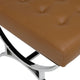 Newel Modern Square Ottoman Blended Leather and Chrome Metal Frame Caramel