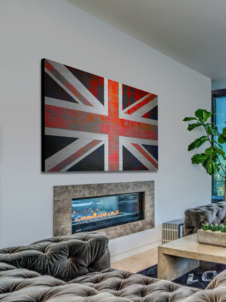 "Union Jack" Print on Brushed Aluminum, 36"x24"