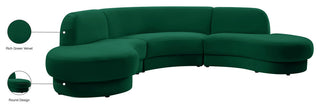 Rosa Velvet Upholstered 3-Piece Sectional, Green