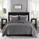 Madison Park Harper 3 Piece Velvet Quilt Set, Grey