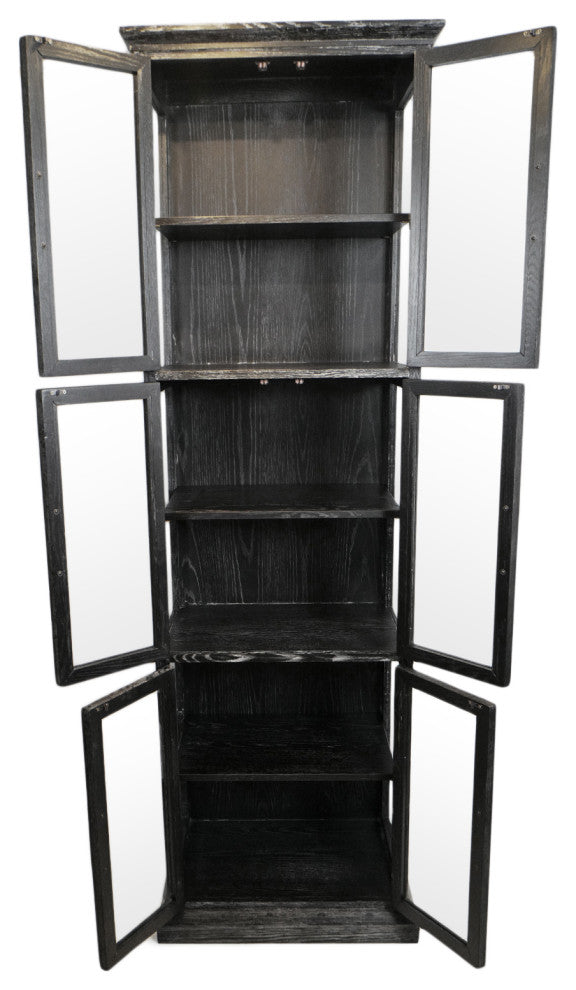 Black and Brass Narrow Display Cabinet