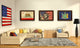 Statue Of Liberty American Textured Flag Print With Brown Gold Frame, 15"X21"