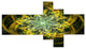 Yellow and Green Fractal Flower, Abstract Canvas Art Print, 60"x32", 5 panels