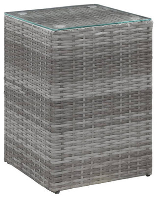 vidaXL Side Table 3 Pcs End Table Indoor Outdoor Coffee Table Gray Poly Rattan