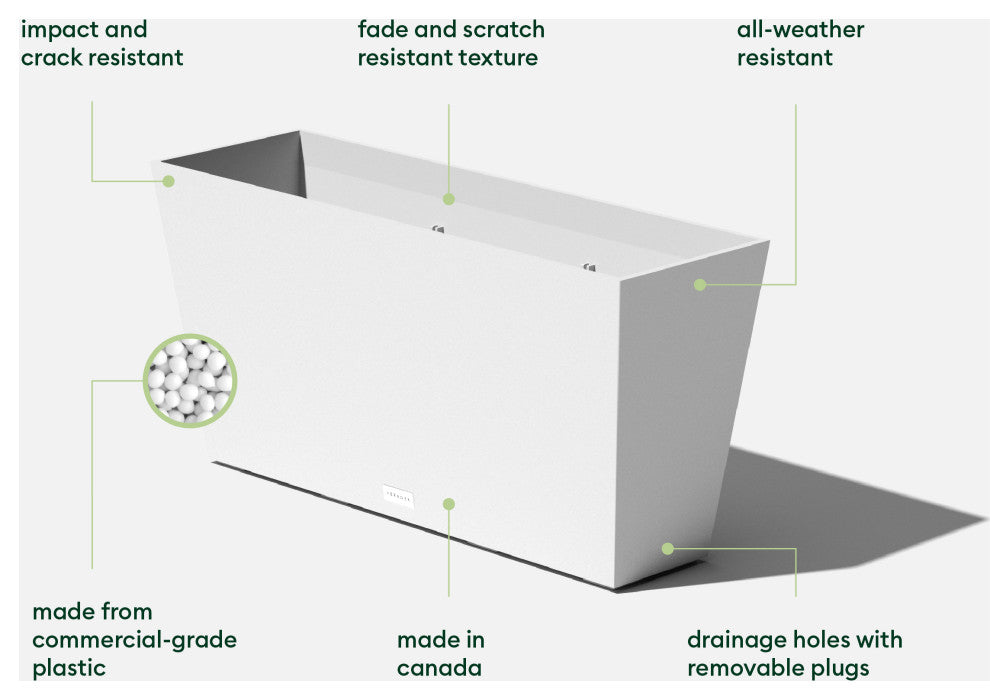 Midori Trough Planter, White, 31 Inch, 2 Pack