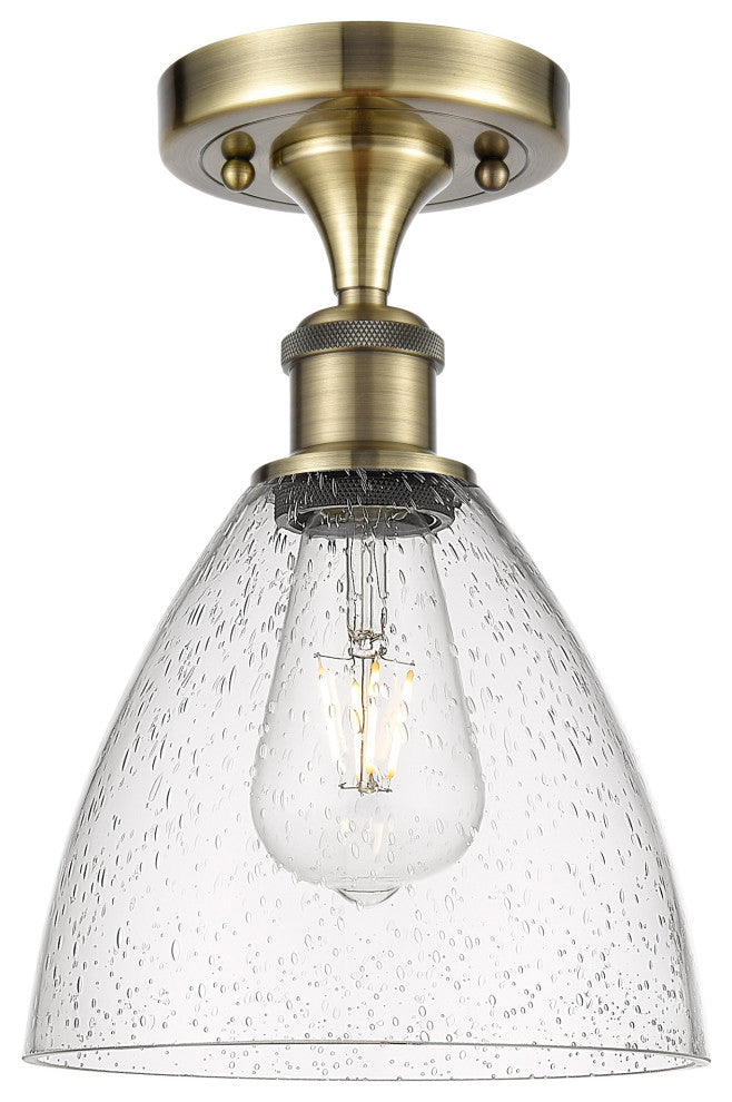 Innovations 516-1C-AB-GBD-754-LED 1 Light Semi-Flush Mount, Antique Brass