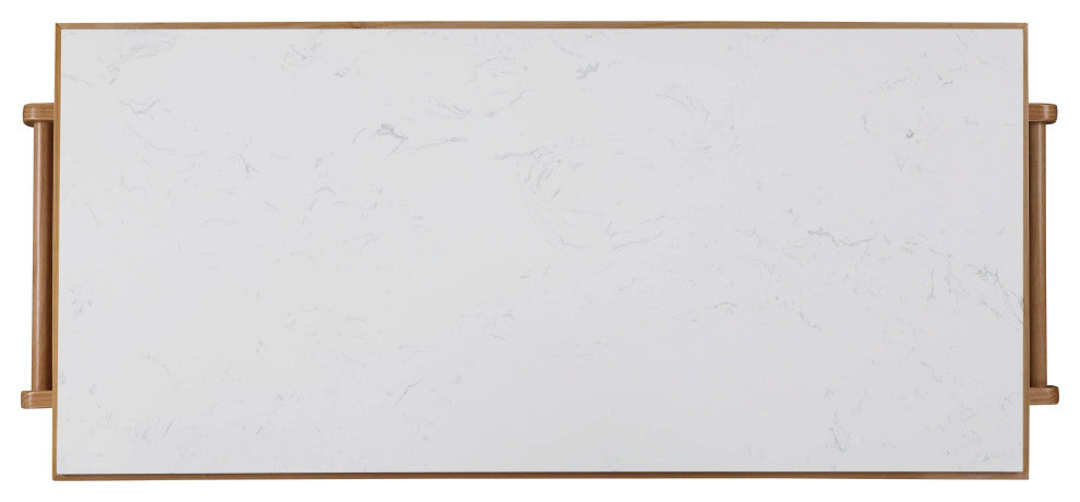 Grovaam Kitchen Island, Marble and Natural Finish
