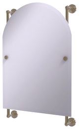 Waverly Place Arched Top Frameless Rail Mounted Mirror, Antique Pewter