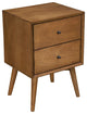Brown Century Modern Wood 2 Drawer Nightstand