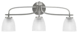 Cavella 3 Light Bath Bar, Graphite Finish, 5" Clear Ribbed Glass