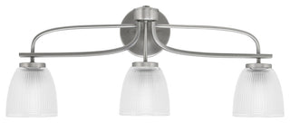 Cavella 3 Light Bath Bar, Graphite Finish, 5" Clear Ribbed Glass