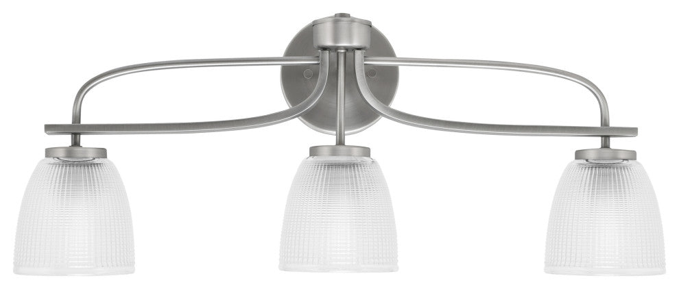 Cavella 3 Light Bath Bar, Graphite Finish, 5" Clear Ribbed Glass