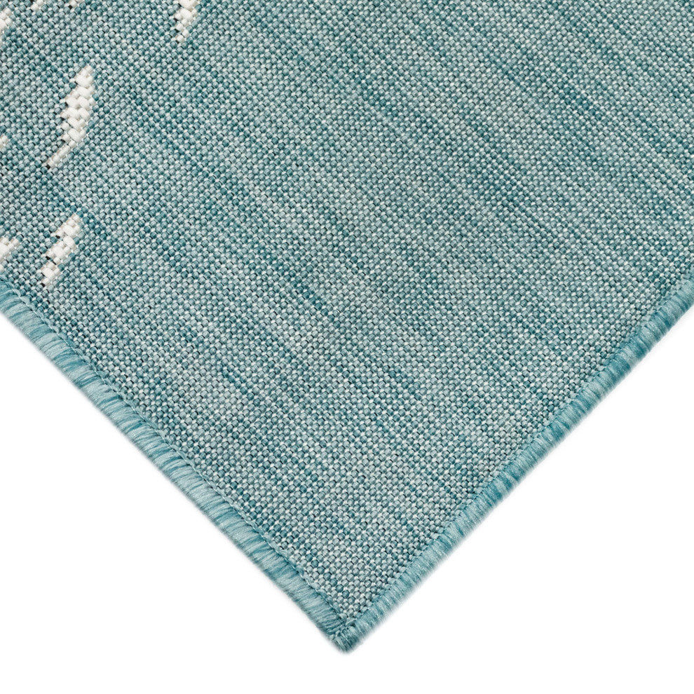 Carmel School Of Fish Indoor/Outdoor Rug, Aqua, 1'11"x4'11" Runner