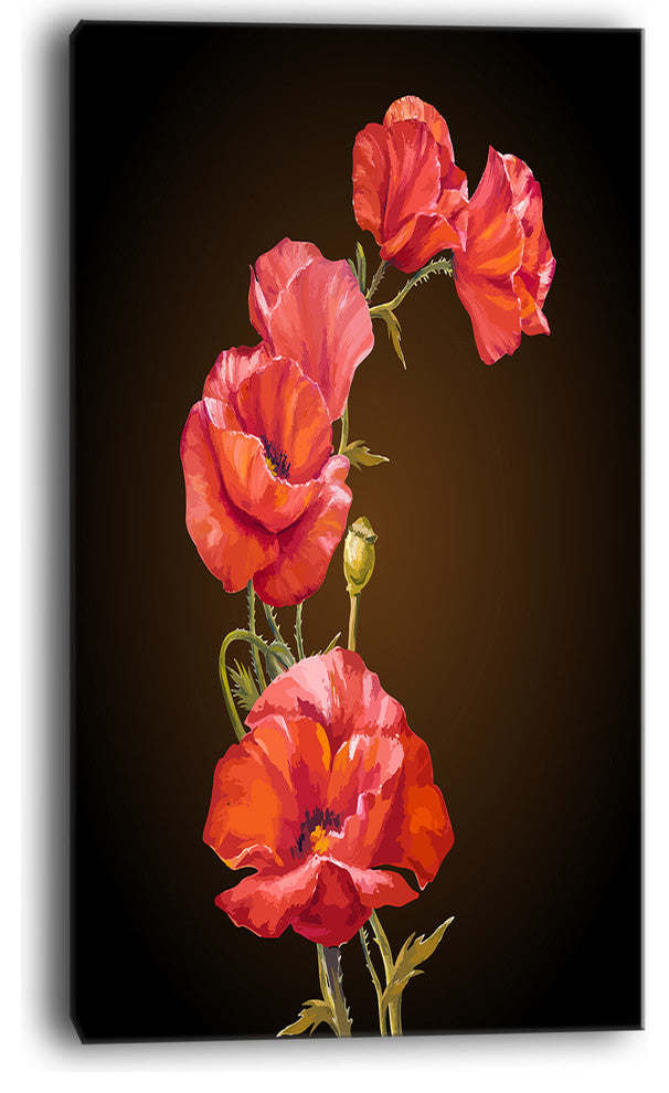 "Bright Poppies Flower" Canvas Print, 16"x32"
