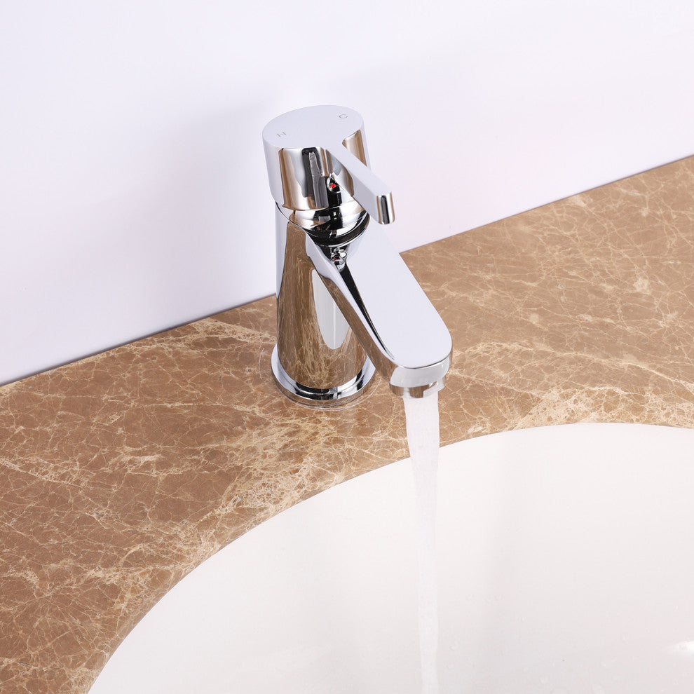Eviva Silky Single Handle, 1 Hole, Chrome Bathroom Sink Faucet