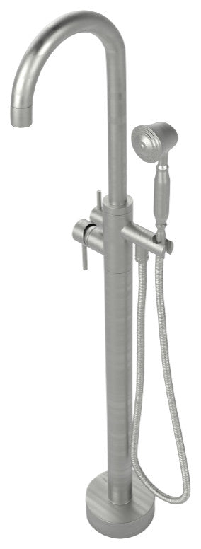 CastelloUSA Neptune Freestanding Tub Filler Faucet, Brushed Nickel, Float Handle