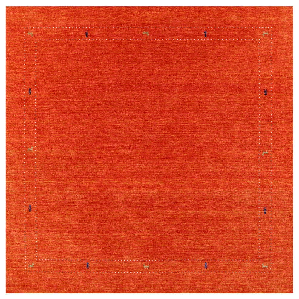 9' Square Handmade Persian Gabbeh Wool Rug Q6977