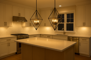 Vivio Lighting 4-Bulb 20"? Geometric Pendant Light Matte Black