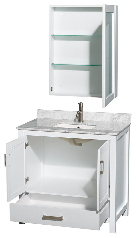 Wyndham WCS141436SWHCMUNSMED 36 Inch Single Bathroom Vanity in White