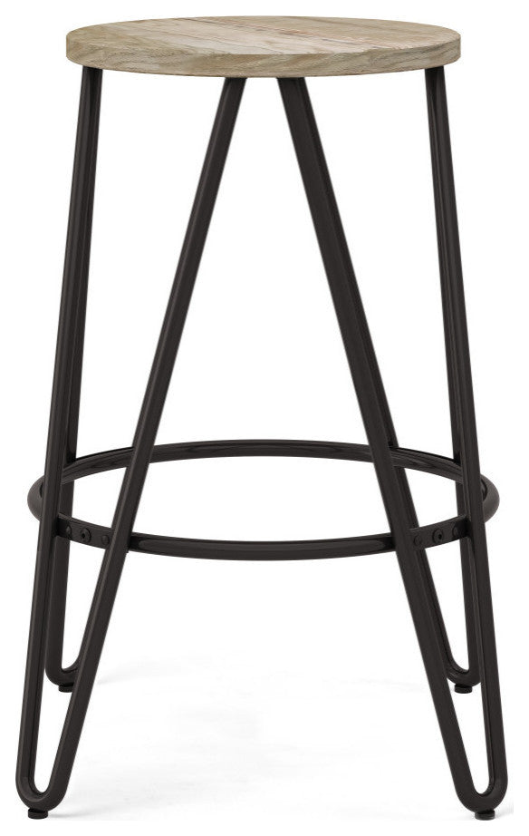 Simeon 24 inch Metal Counter Height Stool with Wood Seat