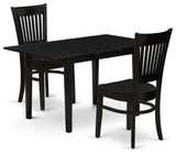 3Pc Dining Table Set 2 Dining Chairs, Butterfly Leaf Dining Table, Black