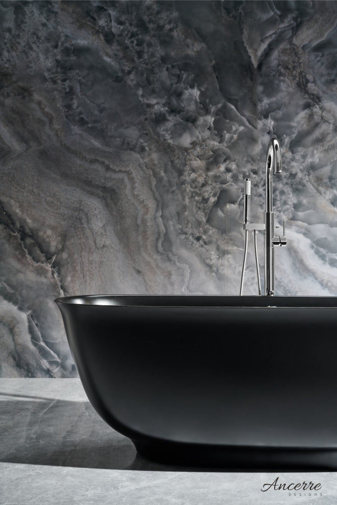 Fiore 67" Freestanding Solid Surface Bathtub, Black
