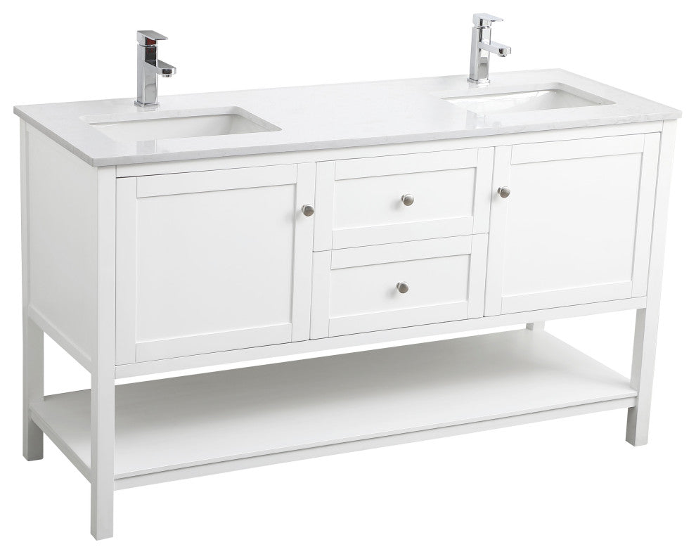 60" Double Bathroom Vanity, White
