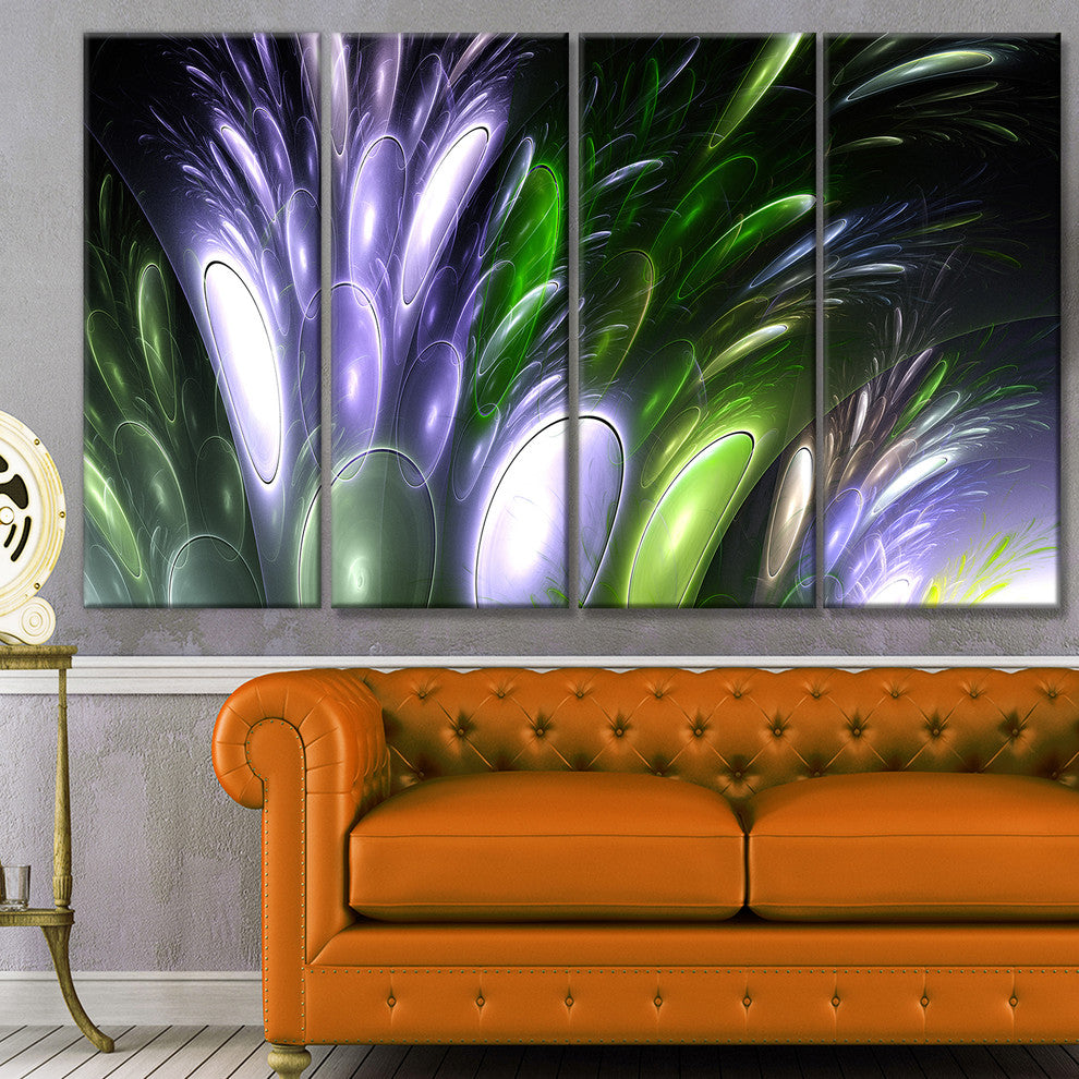 Mysterious Psychedelic Flower, Abstract Wall Art Canvas, 48"x28", 4 Panels