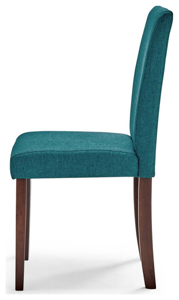 Side Dining Chair and Table Set, Fabric, Drak Brown Teal Blue, Modern, Bistro