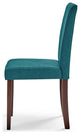 Side Dining Chair and Table Set, Fabric, Drak Brown Teal Blue, Modern, Bistro