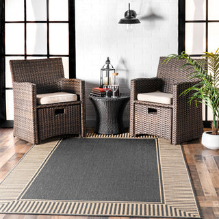 Nuloom Historia Striped Outdoor Area Rug, Dark Grey 4'x6'