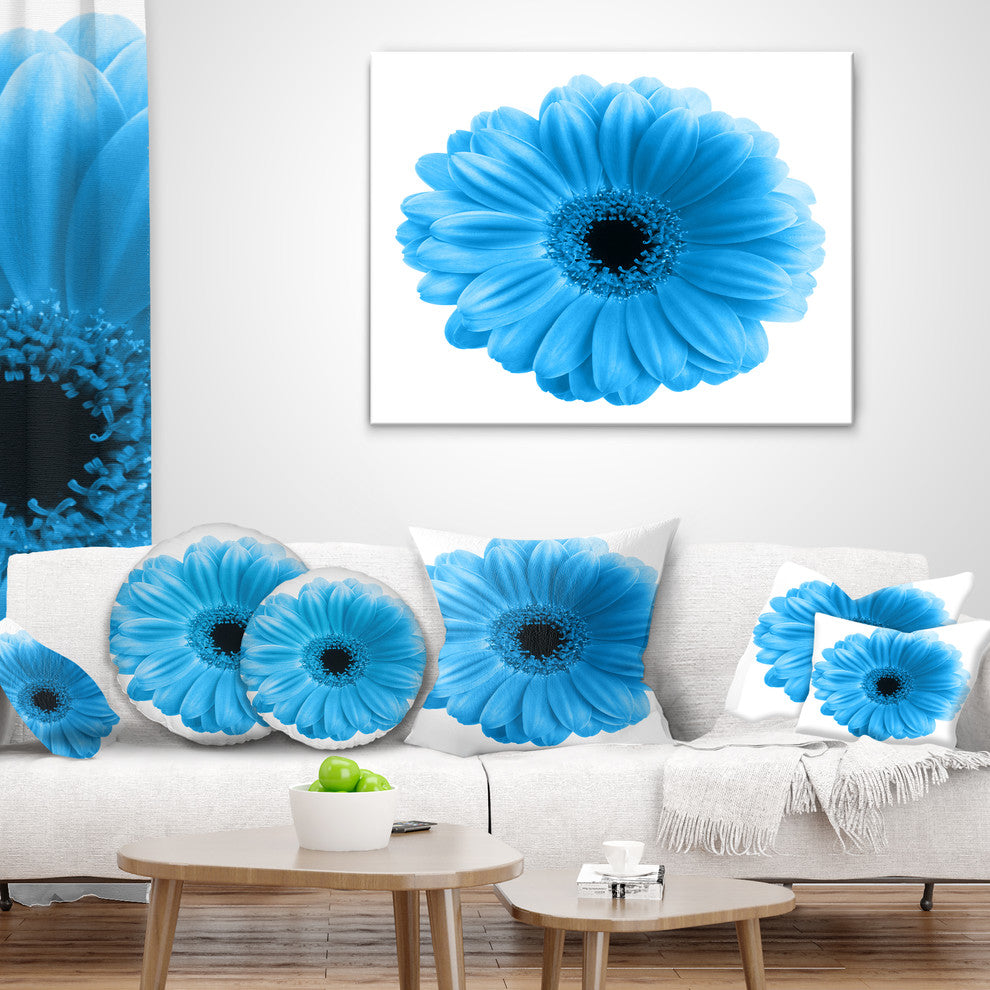 Isolated Blue Flower Floral Throw Pillow, 18"x18"