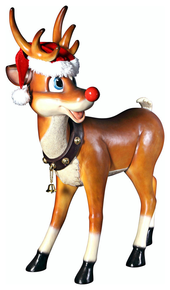 Santa's Christmas Red-Nosed Reindeer Statue